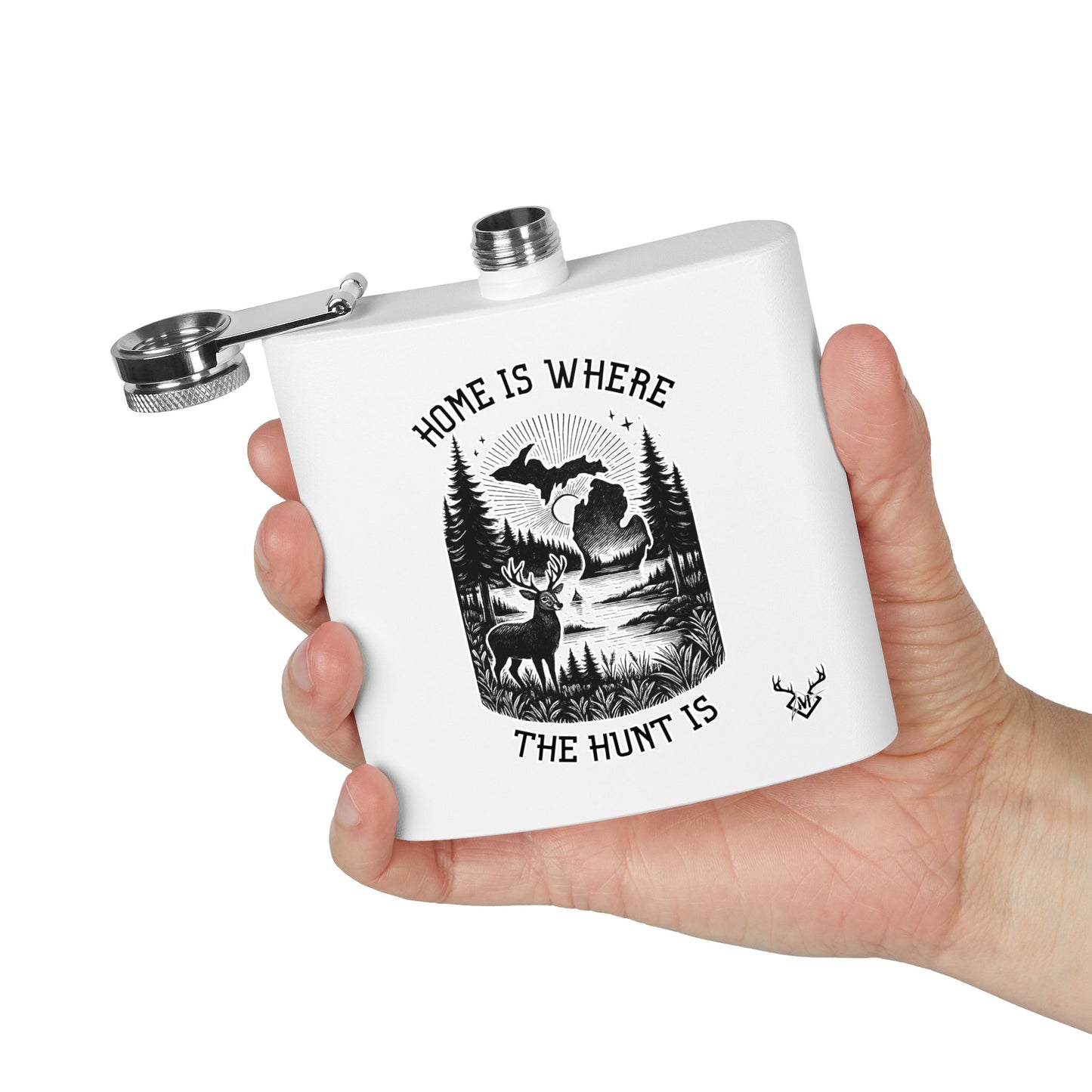 Home is Where the Hunt Is Stainless Steel Flask, 6oz